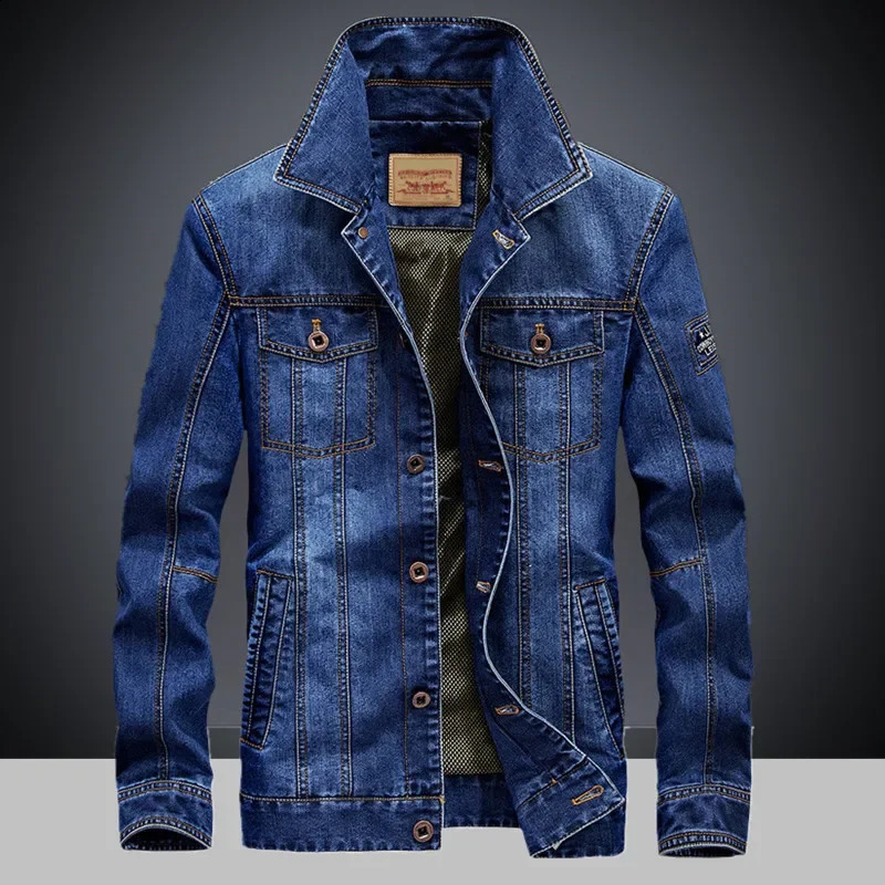 Mens Spring and Autumn Fashion Lapel Denim Jacket European and American Casual Single-breasted Denim Jacket Young Man 250116