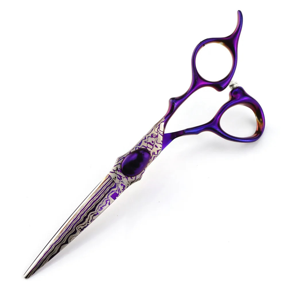 Professional JP440c steel 6 Damascus Purple hair scissors haircut thinning barber makas cutting shears hairdresser scissors 250118