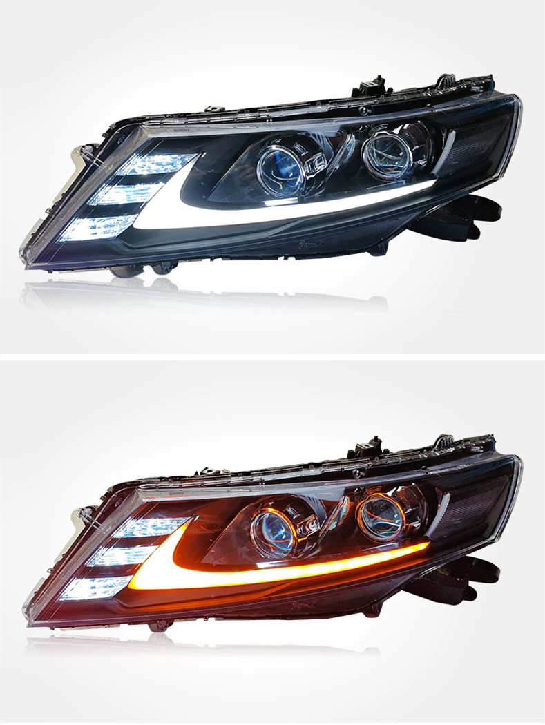 Headlight Assembly For Honda Crosstour 2012-2014 LED Daytime Lights Dual Lens Demon Eye Headlights