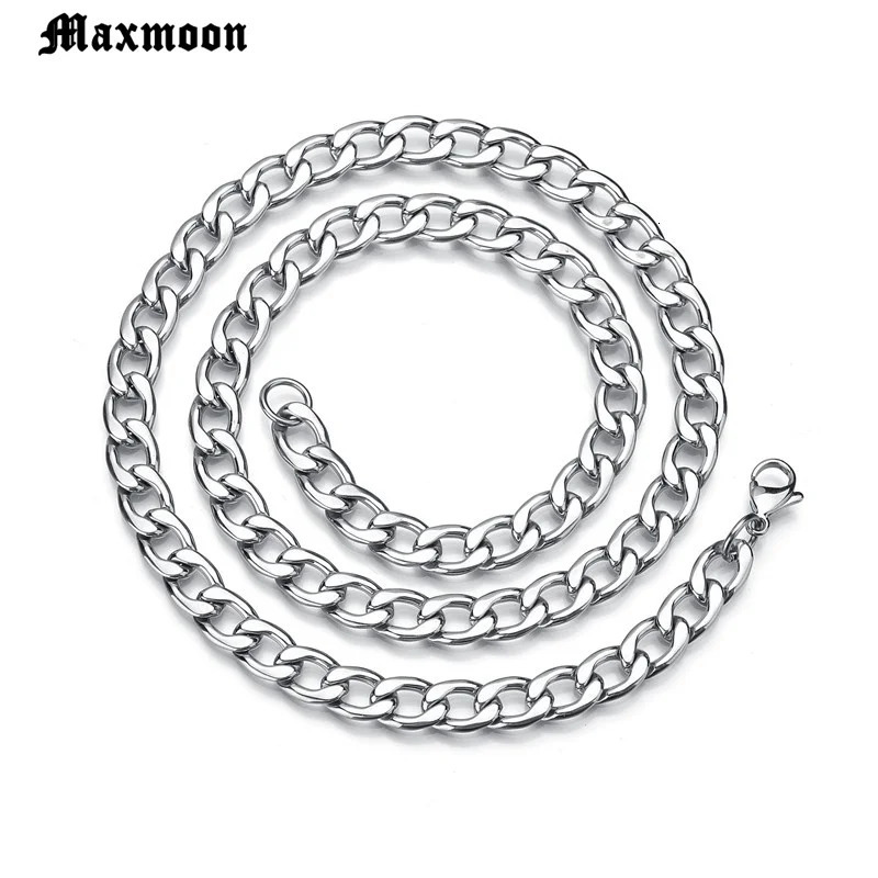 Men Simple 311mm Stainless Steel Cuban Link Chain Necklaces for Male Jewelry Solid Gold Black Tone Gifts Miami Curb 250114