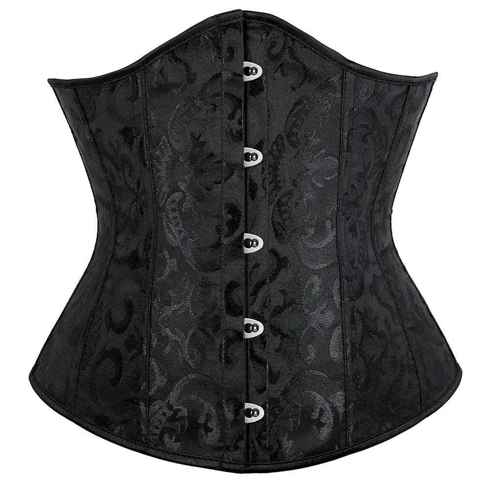 Jacquard Corset Top Women Sexy Boned Lace Up Underbust Bustier Waist Cinchers Body Shaper Gothic Basques Brown Pink W250120