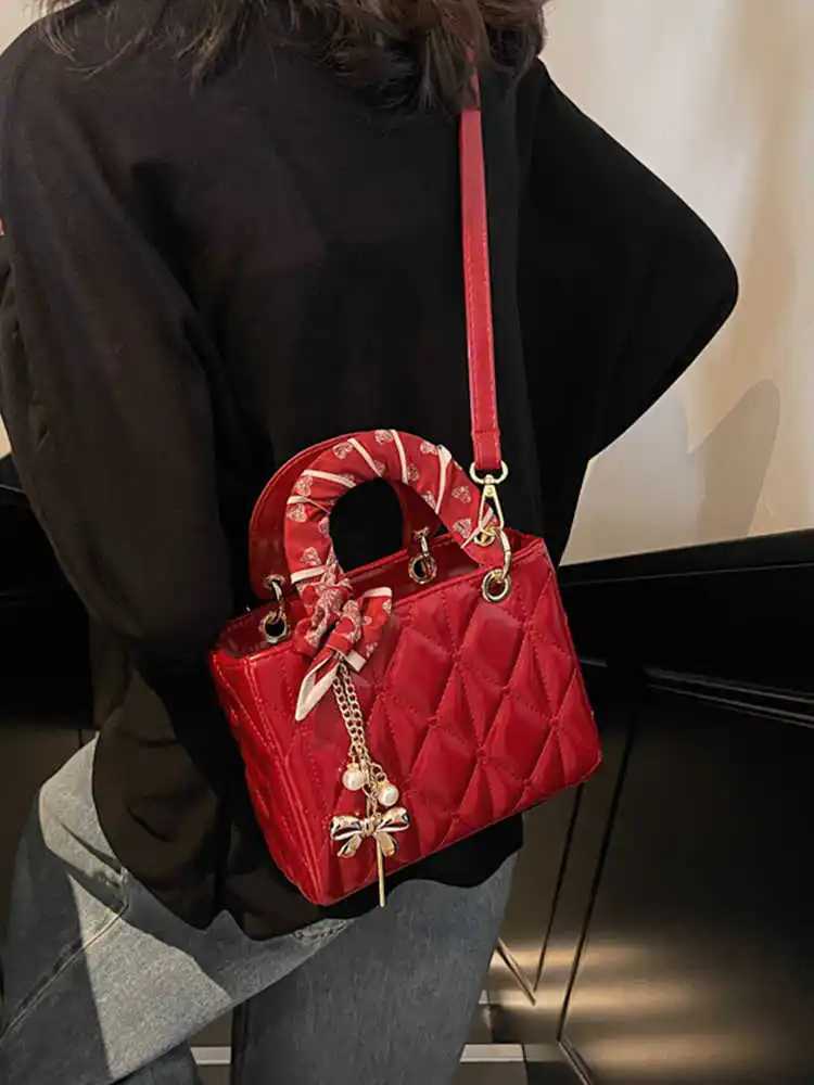 Small Square Bag Red Handbag For Wen Spring Autumn Fiable Design Single Shoder Crossbody Bag High-end Handheld Bags Z250120