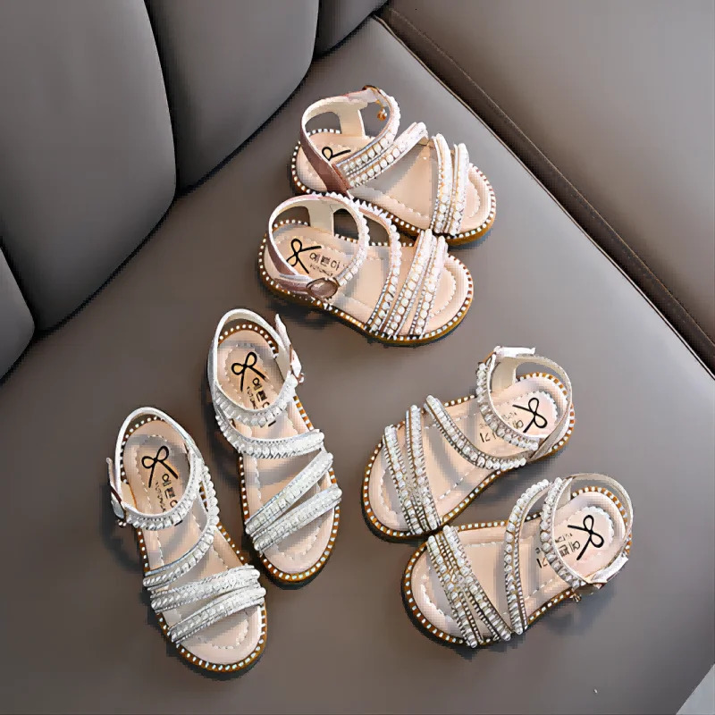 Girl Sandals Summer Fashion Kids Baby Girls Bling Rhinestone Princess Single Sandals For Little Big Girls Shoes 250218