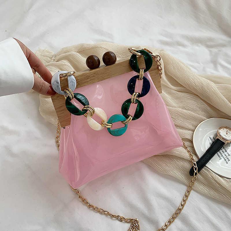 Transparent Beach Bag for Women | 2024 hot Chain Crossbody & Handheld, Versatile, Clip Closure