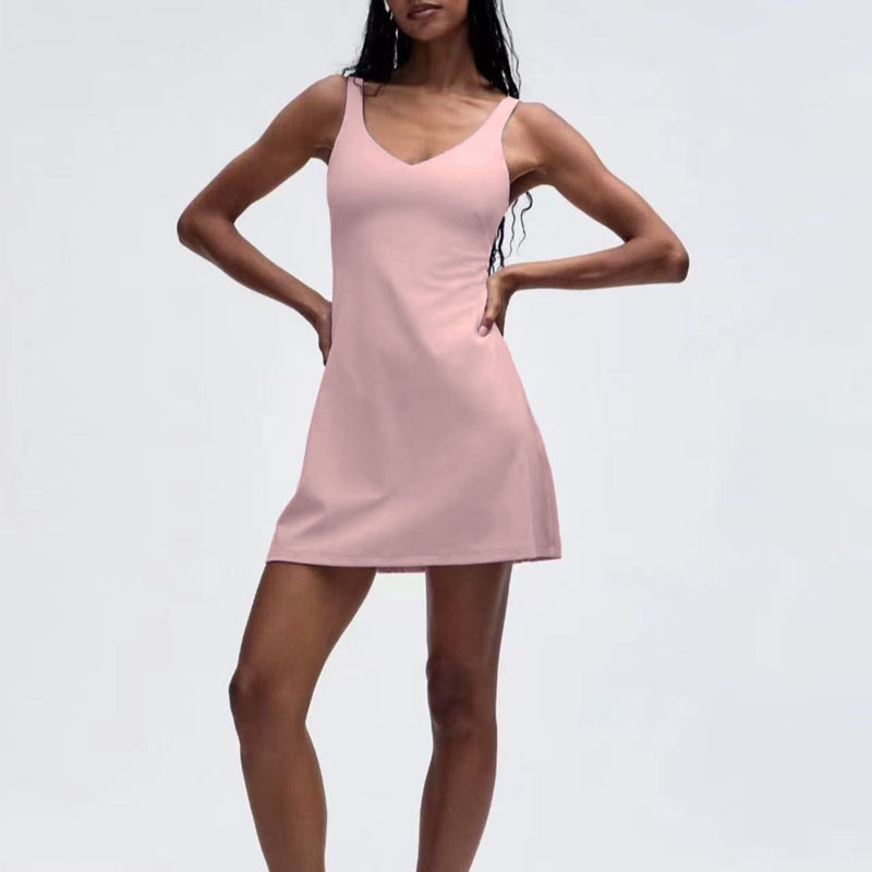 European and American women's outdoor sports high-end two-piece dress with chest cushion anti glare elastic and breathable tennis short skirt