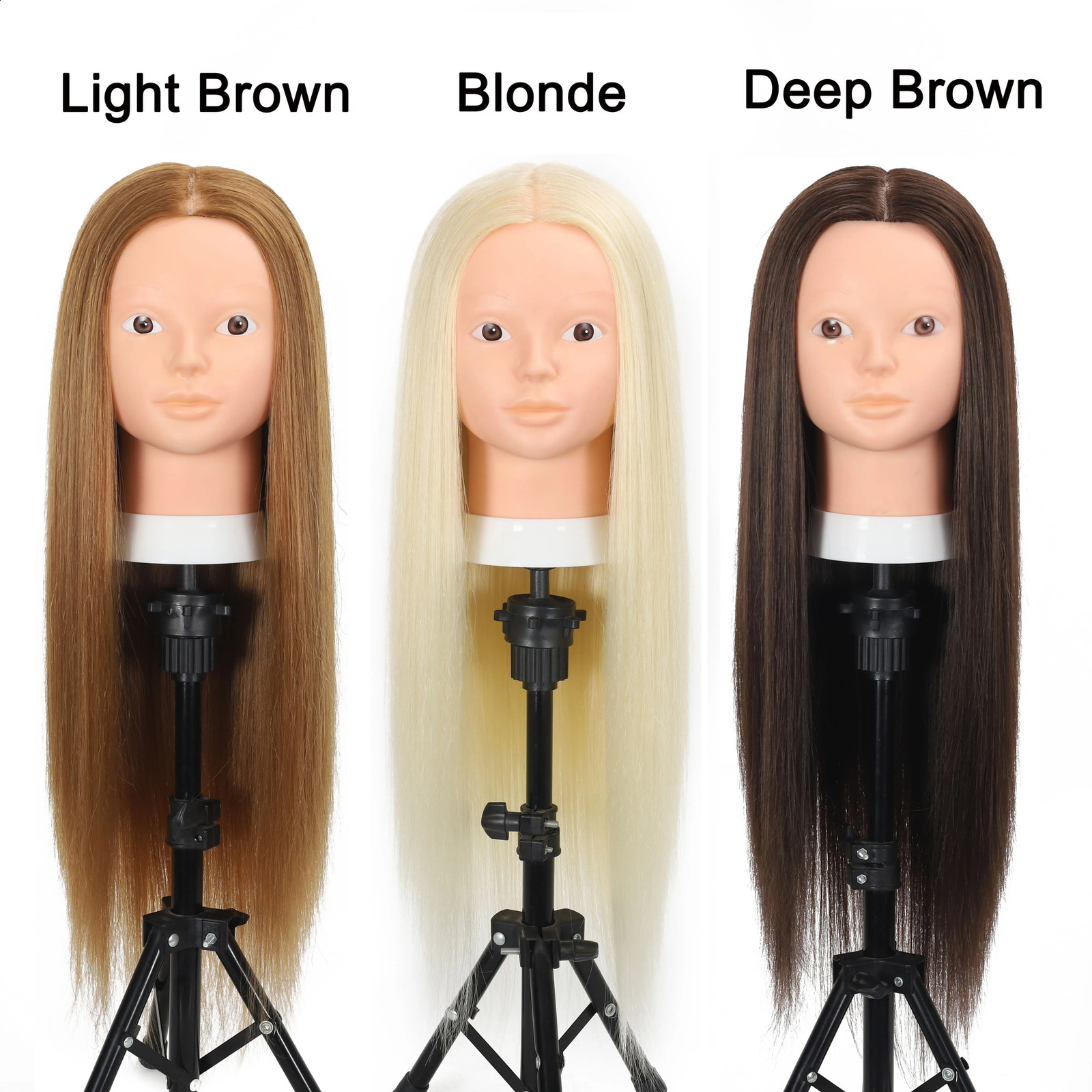 Mannequin Head with Human Hair 26-28Cosmetology Mannequin Doll Head For Hairdresser Practice Braiding Head 250114