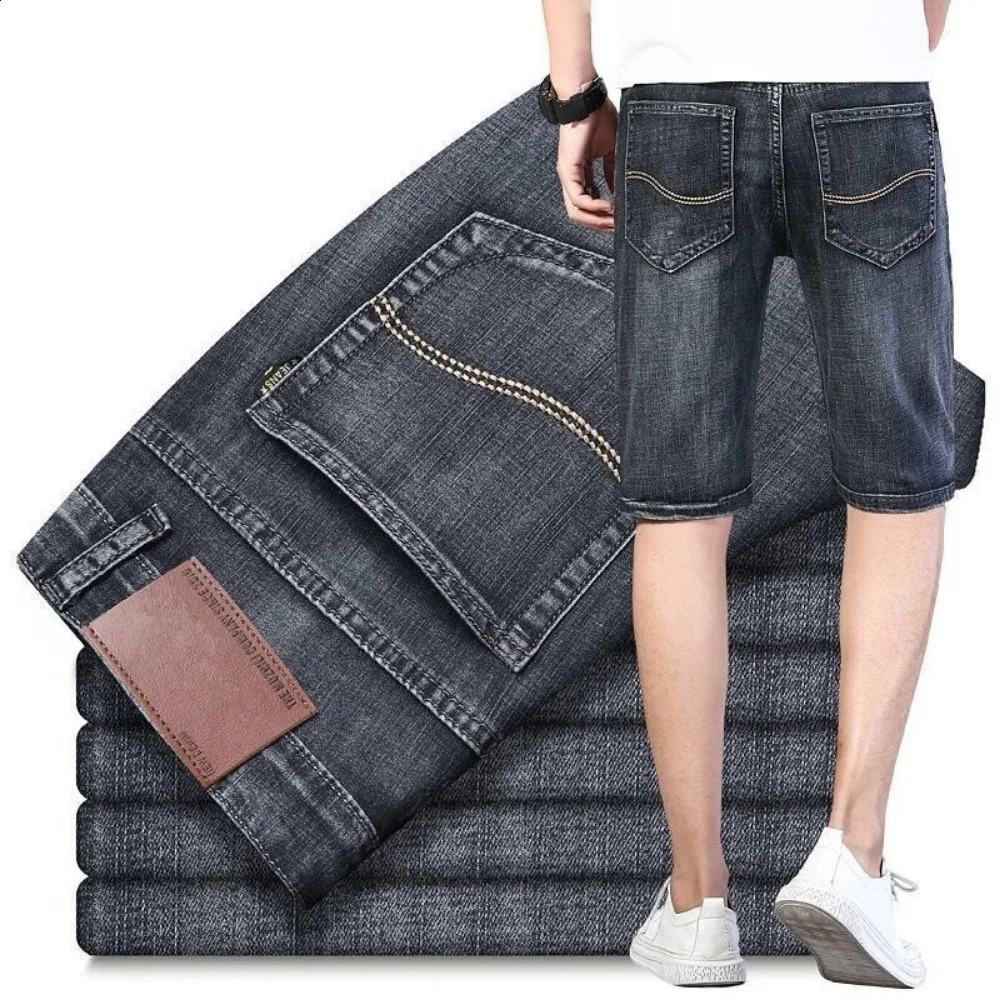 Invisible Open Crotch Outdoor Sex Denim Shorts Mens Summer Casual Five Points Pants Straight Durable Elastic Trousers Breeches 250118