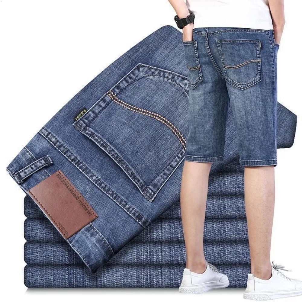 Invisible Open Crotch Outdoor Sex Denim Shorts Mens Summer Casual Five Points Pants Straight Durable Elastic Trousers Breeches 250118