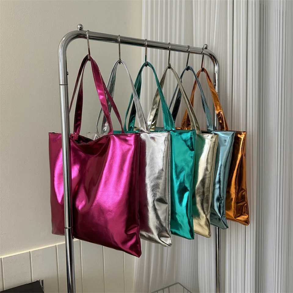 New Arrival Chic Colorful Shiny Handbag Women Underarm Bag Simple Pu Leather Totes Bags Women Shopping Party Shoulder Bag Y2k Girls Clutch T250227