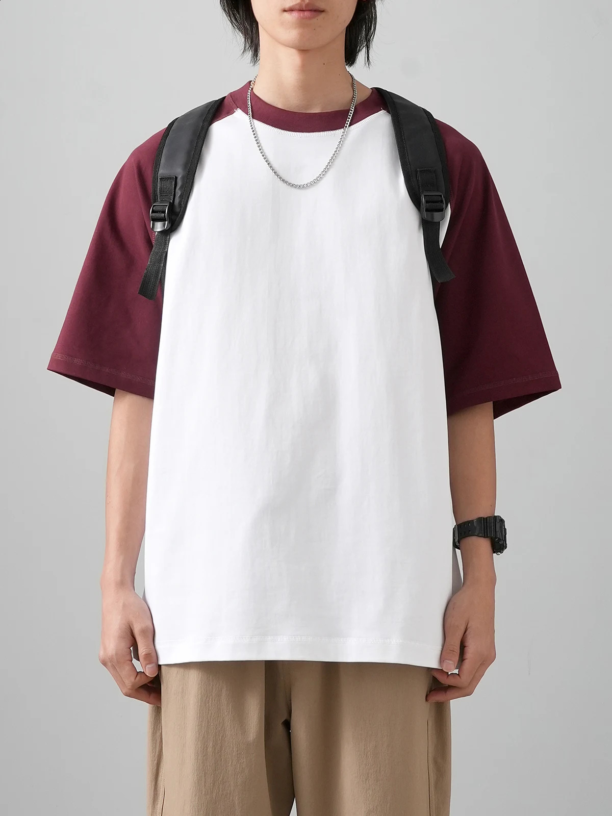 Cotton Tshirt Mens Patchwork Color Short Sleeve White Black Basic Tees Top Woman Summer Y2K Fashion Trend 250120Z