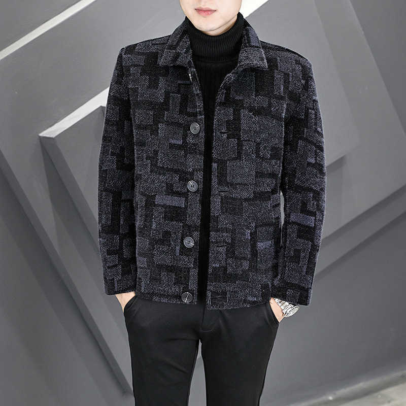Winter thick warm wool blend jacket mens fashion plain casual jacket ultra-thin lapel street clothing coat social mens clothing 2022 W240925