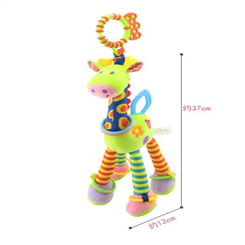 Soft Giraffe Animal Handbells Rattles Plush Infant Toddler Car Bed Hanging Toy Baby Early Education Development Handle Toys 250117