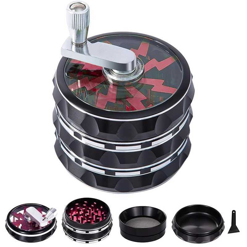 63mm manual crank 4-layer high-quality zinc alloy herb grinder herb grinder tobacco smoking tool and traditional crusher W250121