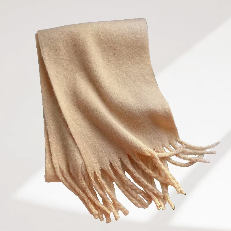 T111 solid color scarf for women winter high-grade thick cashmere shawl Korean version warm neck scarf all-match new style