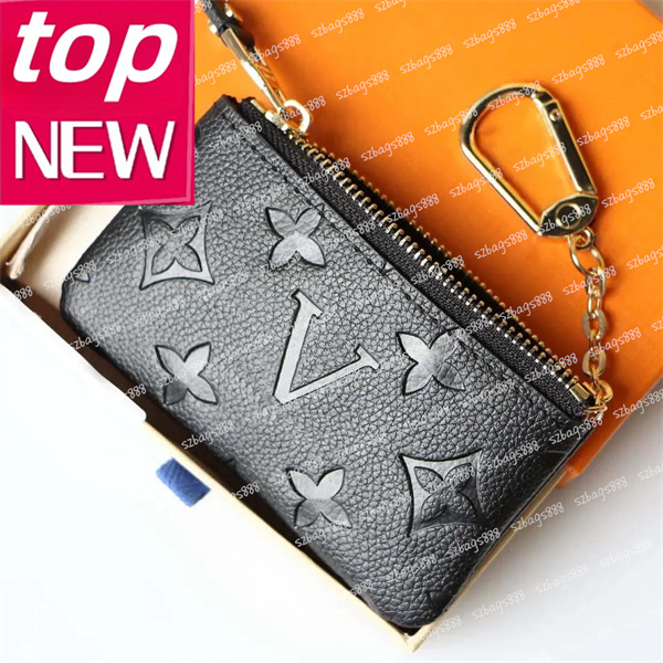 Luxury Designer With box Key Pouch Wallet Leather Card Holders Purse CLES Fashion Women Men Key Ring Credit Coin Purse Mini Wallets Charm Brown Canvas