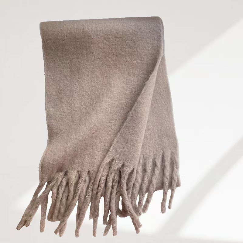 T111 solid color scarf for women winter high-grade thick cashmere shawl Korean version warm neck scarf all-match new style