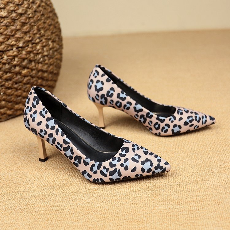 Women Dress Shoes High Heel 2025 Pointed Toe hot Leopard Print High-end NEW hot Plus Size Free shipping