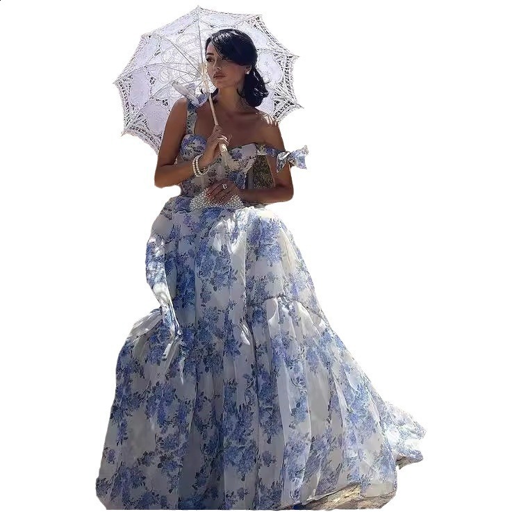 New Spring/Summer Off Shoulder Womens Fashion Organza Fairy Long Style Temperament Evening Dress 231129