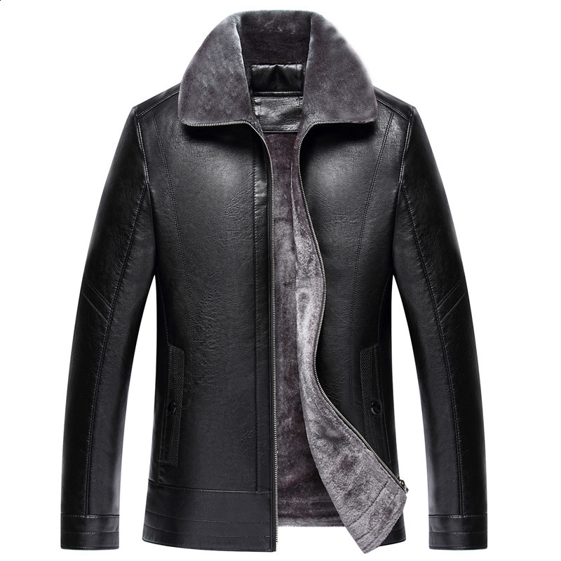 Haining loose fur one-piece dad suit leather jacket mens sheepskin casual leather jacket middle-aged mens thick coat 241118