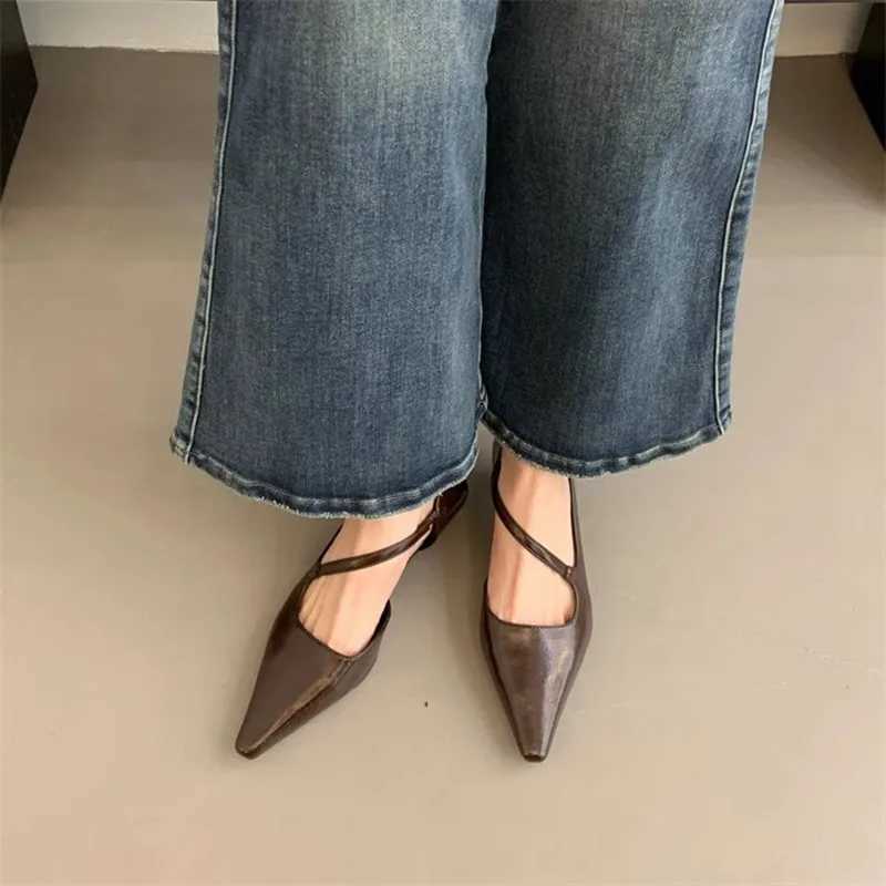 Bailamos hot 2024 Spring Band Wen Fashion Shallow Slip On Slingback Sandals Thin Heel Dress Sexy Pumps Shoes Mujer Z250121