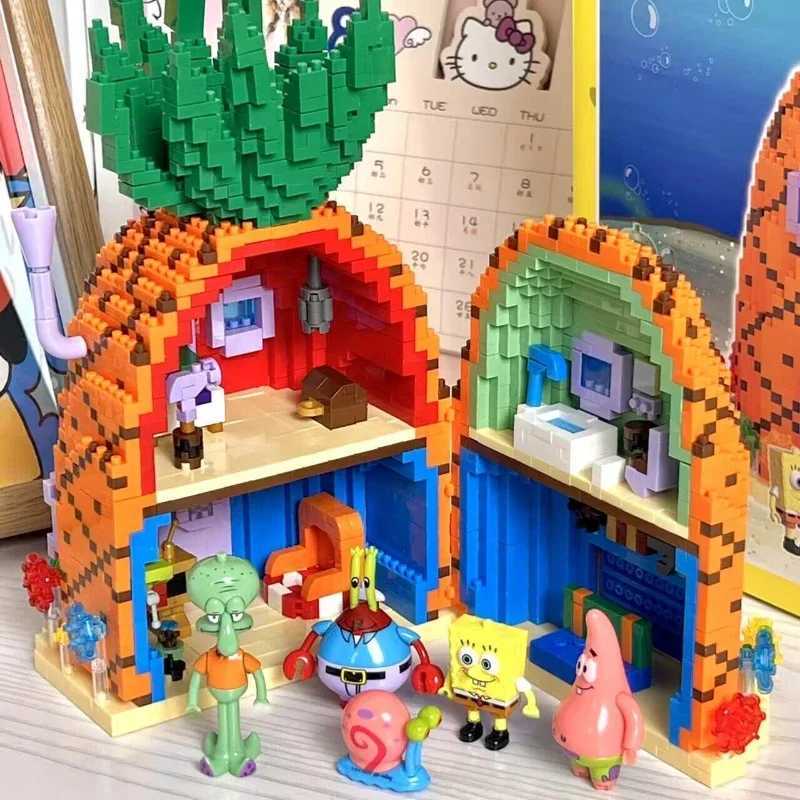 Series Pineapple House Small Particle Building Blocks Street Scene Childrens Assembly Toy Krab King Gift W250115