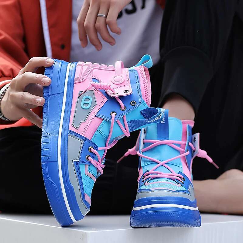 Fashion Colorful Men's High-Top Platform Casual Sneakers Man Hip-Hop Designer Shoes for Men baskets hommes