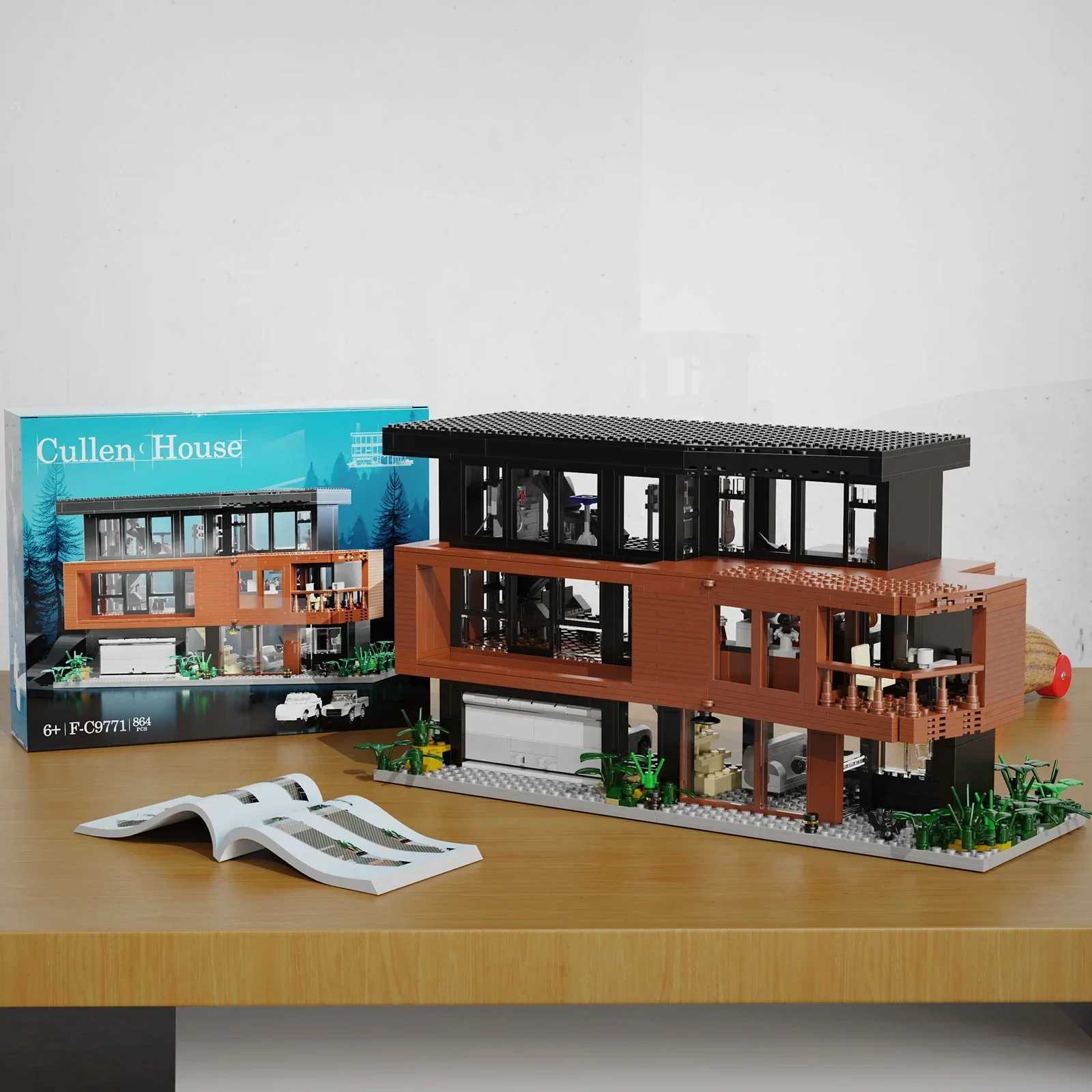 MOC Cullen House Model Architecture Villa Forest Cottage 864 PCS Building Blocks Set Bricks Suit With Box For Collection W250415