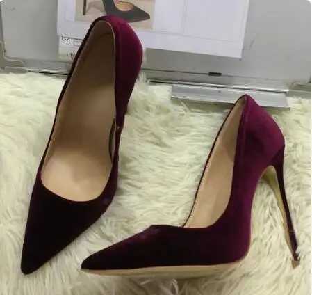 Dark Blue Hot Purple Black Veet Pointed Toe Shallow Slip On 8 10 12 CM Stiletto High Heel Pumps New Wen Party Dress Shoes Size 45 Z250121