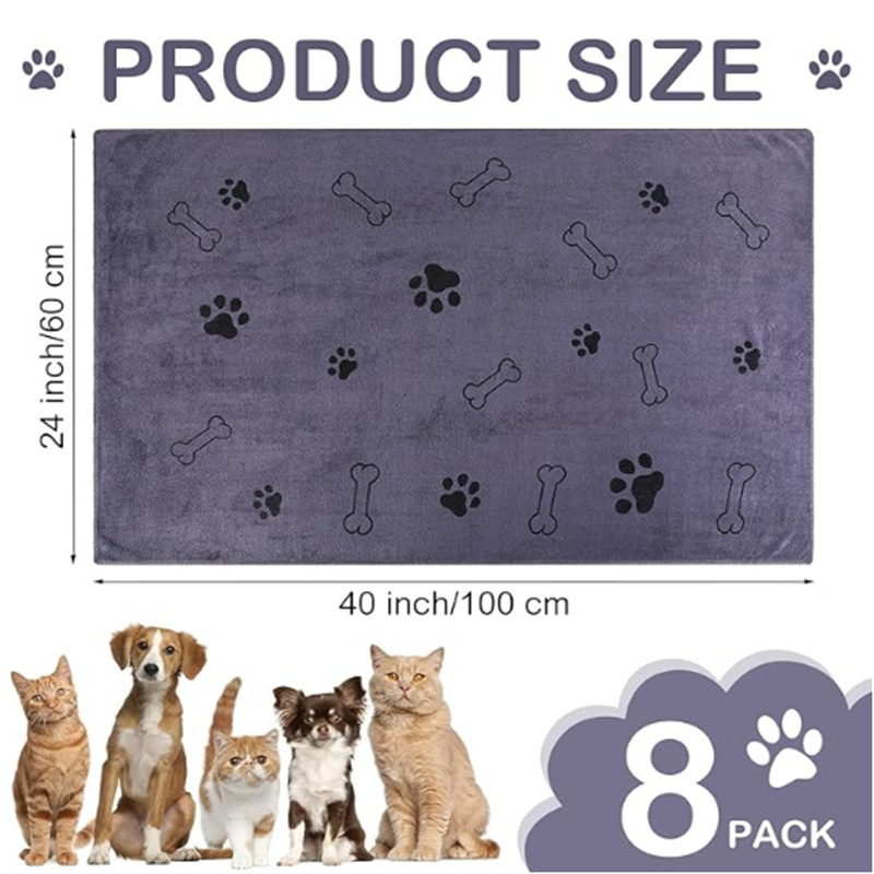 8 Pcs Bulk Cats Towels Puppy Microfiber Quick Drying Dog Paw Bath Towel Pet Bathing Supplies Absorbent for Medium Dogs Pets