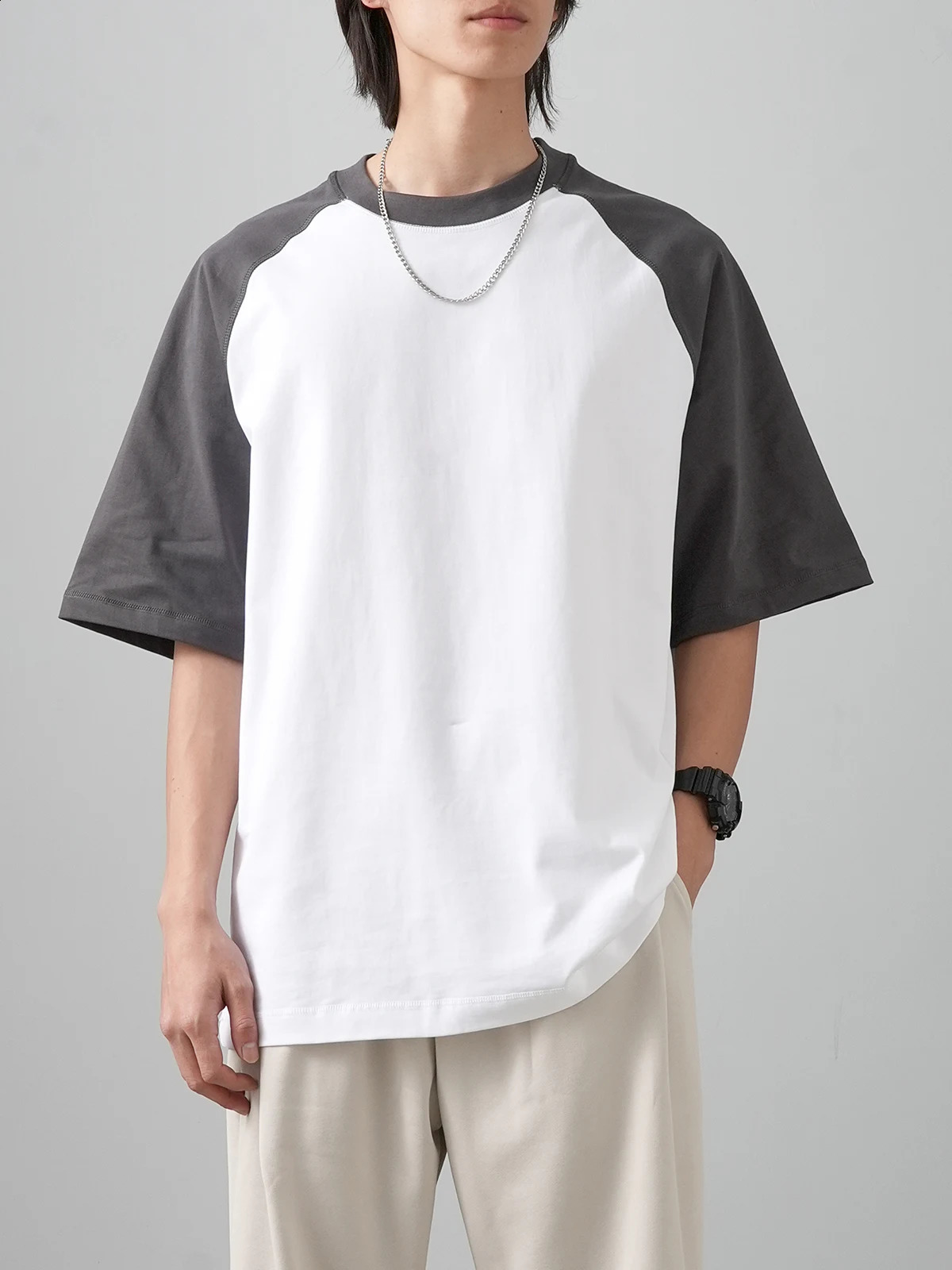 Cotton Tshirt Mens Patchwork Color Short Sleeve White Black Basic Tees Top Woman Summer Y2K Fashion Trend 250120Z