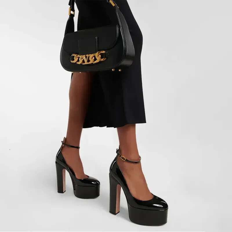European And American High Heels, Thick Soled Buckle Strap, Show Single Shoes, Women's Fashion Banquet, Mary Jane Shoes
