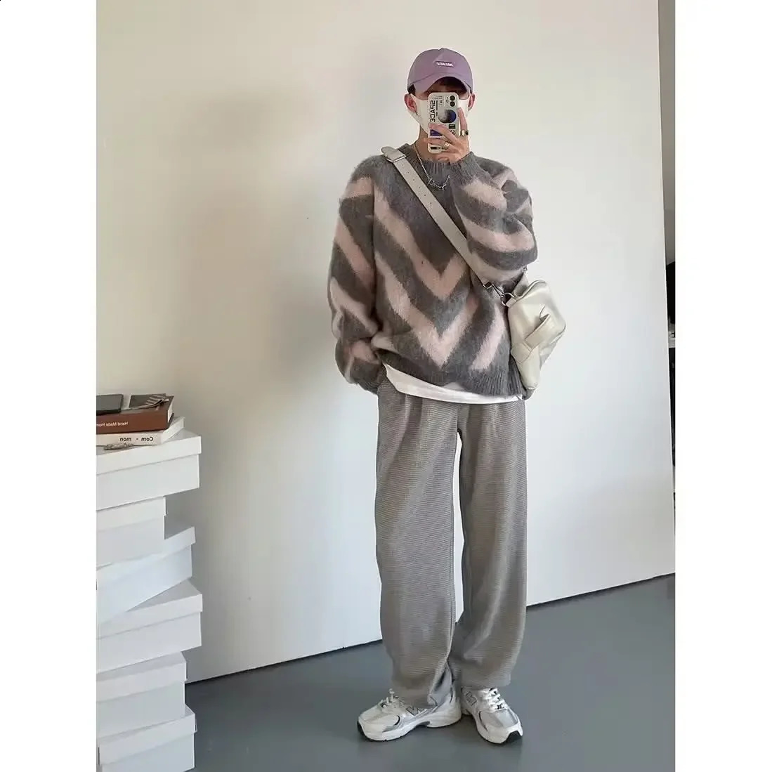 Idle Style Color Blocking Thickened Sweater Men Womens Outerwear Autumnwinter Knit Top Loose Fit Round Neck Pullover 250114Z