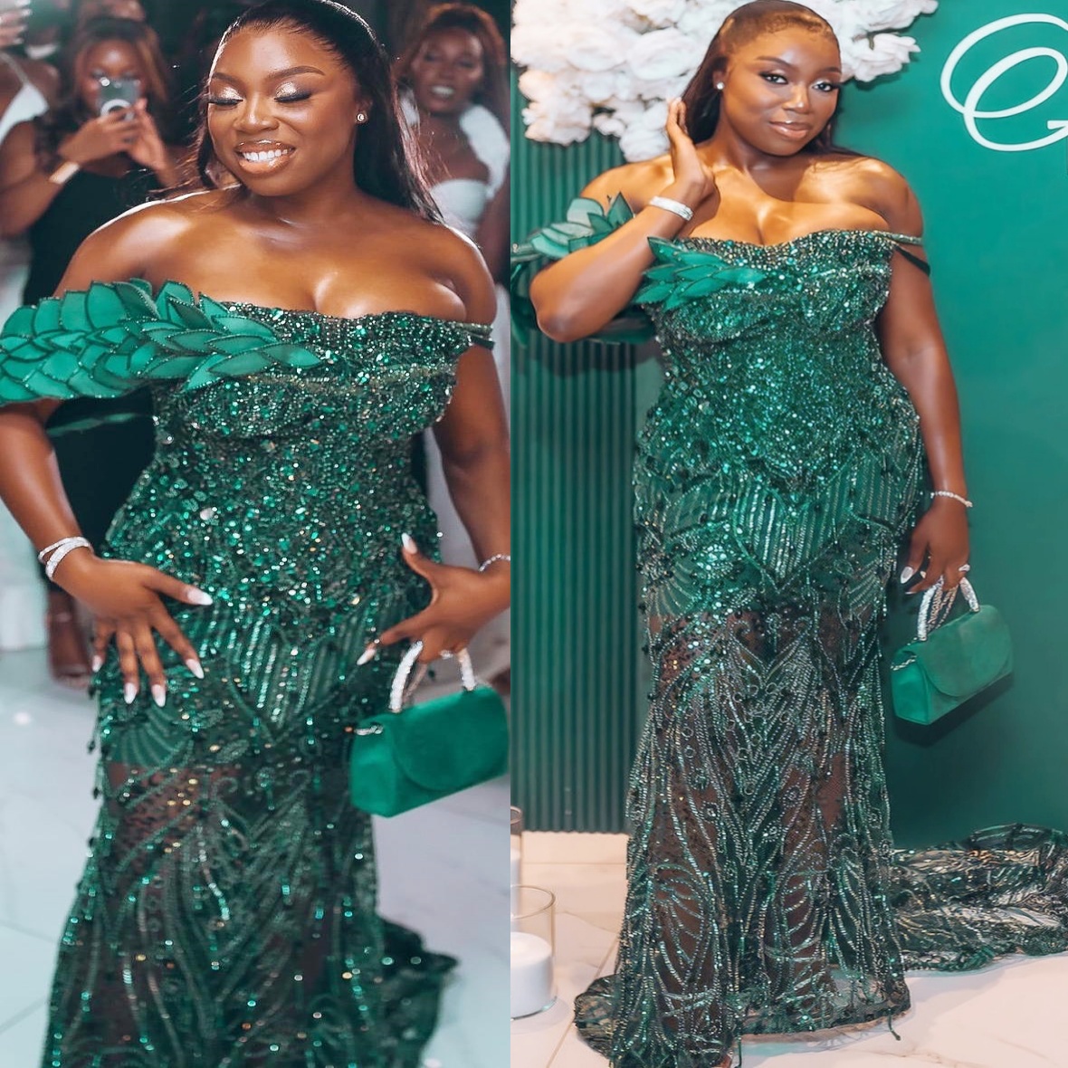 ASO Ebi Green Sirène Gree Robes de bal 2025 RHINESTONS FLORMES PERGE SOIRGE FIGNELLE Deuxième anniversaire Robes de fiançailles plus