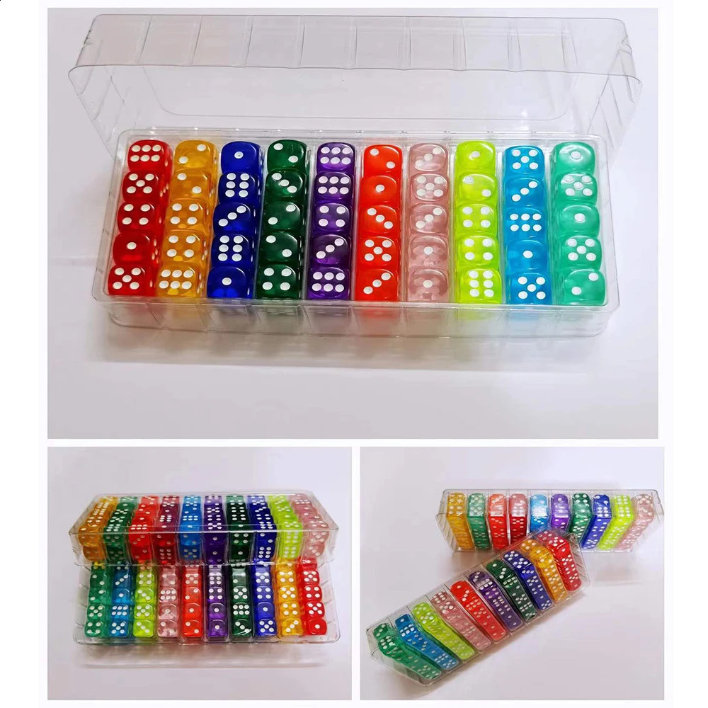 100PCSSet 6 Sided Dice 14mm D6 16 Transparent Optional Color Acrylic Rounded Edges For Table Board Games Party DND 250116