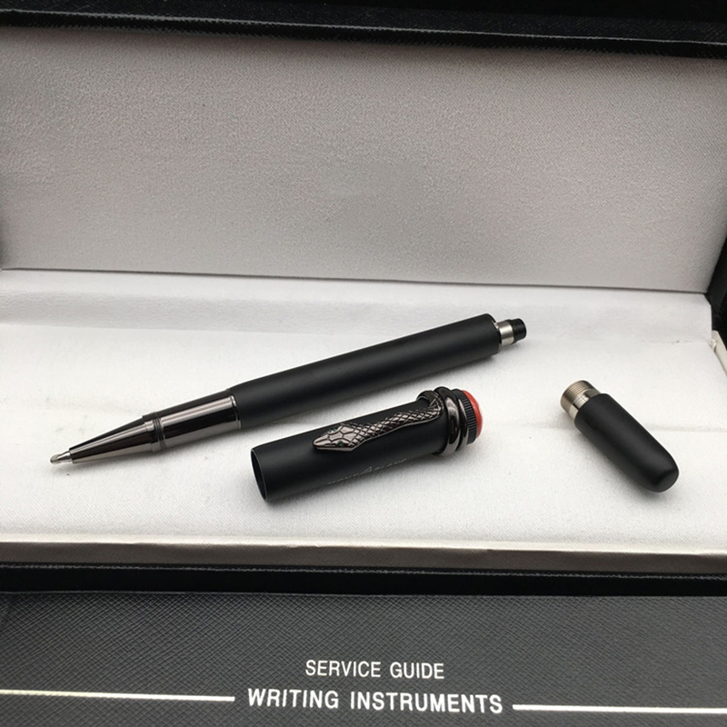 Wholesale High Quality Matte Black Ballpoint / Roller Ball Pen With Snake Head Clip Business Dwe74 Office Stationery Writing Ink Fountain Pens No Box