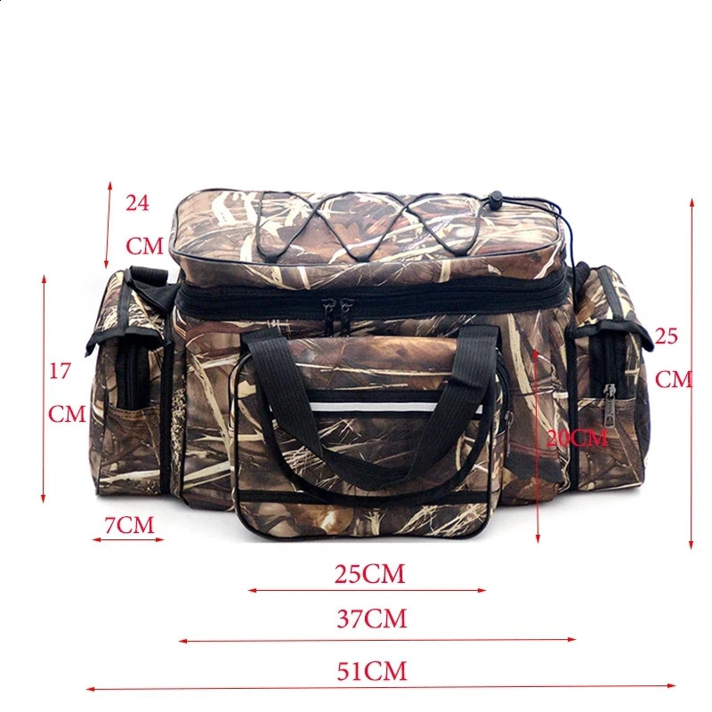 50*30*25cm Waterproof Fishing Bag Nylon Large Capacity Multi-Purpose Fishing Tackle Bag Two-Layer Outdoor Shoulder Bags 250120