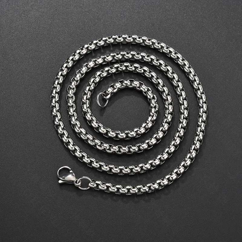 MKENDN Black Stainless Steel Chain Necklace Men Women Simple Round Box Chain Punk Hiphop Jewelry Choker Necklaces DIY AccessoryXJ250121