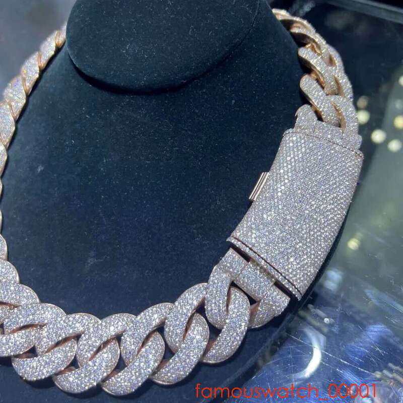 Hip Hop 22 - 25mm Cuban Solid Sier Vvs Moissanite Necklace Customized Jewelry