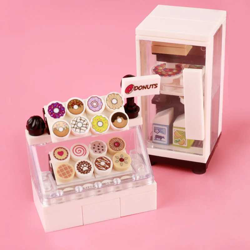Free shipping MOC In Supermarket Figures Building Blocks Store Vegetable Snacks Beverage Food Cashier Accessory Model Bricks Kids Toys Gifts