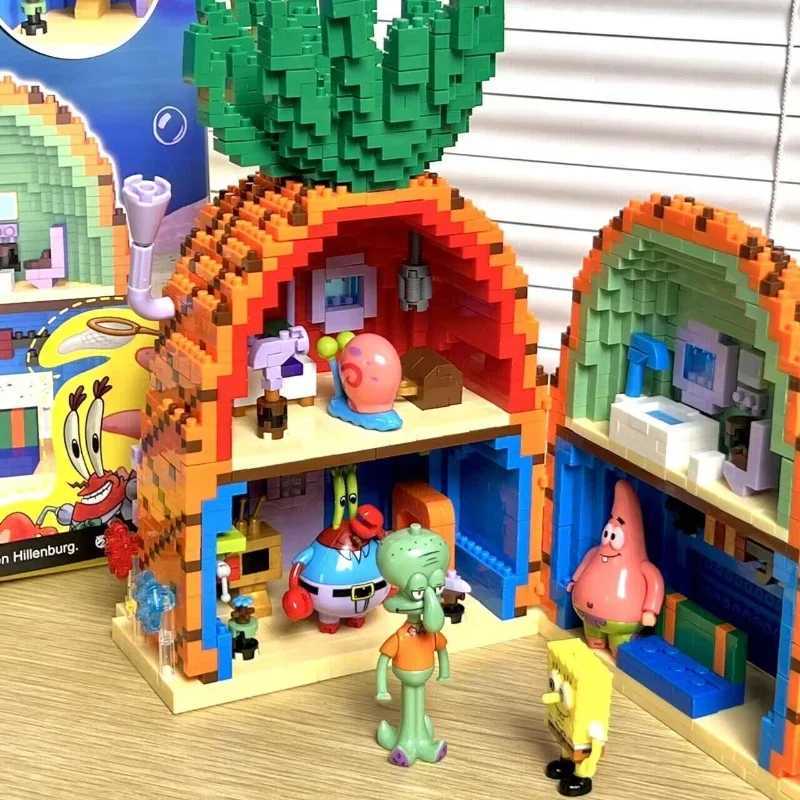 Series Pineapple House Small Particle Building Blocks Street Scene Childrens Assembly Toy Krab King Gift W250115