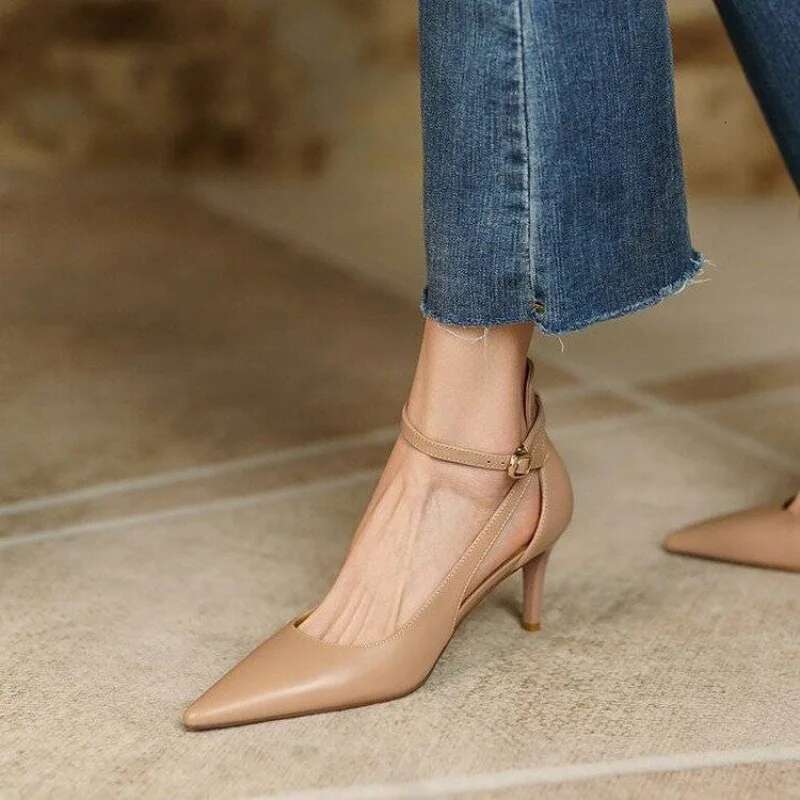 Women 2025 Spring Solid Colors Pointed Medium Heels Fashion Elegant Casual Shoes Party Sandals Pumps Talon atos