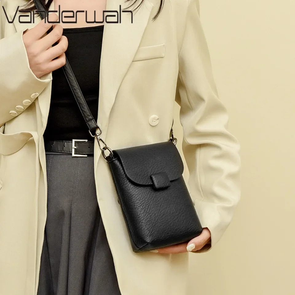 Small Phone Bag Flap Shoulder Bags For Women Soft Leather Solid Color Purse y ner Ladies Crossbody Commuting Sac 250114