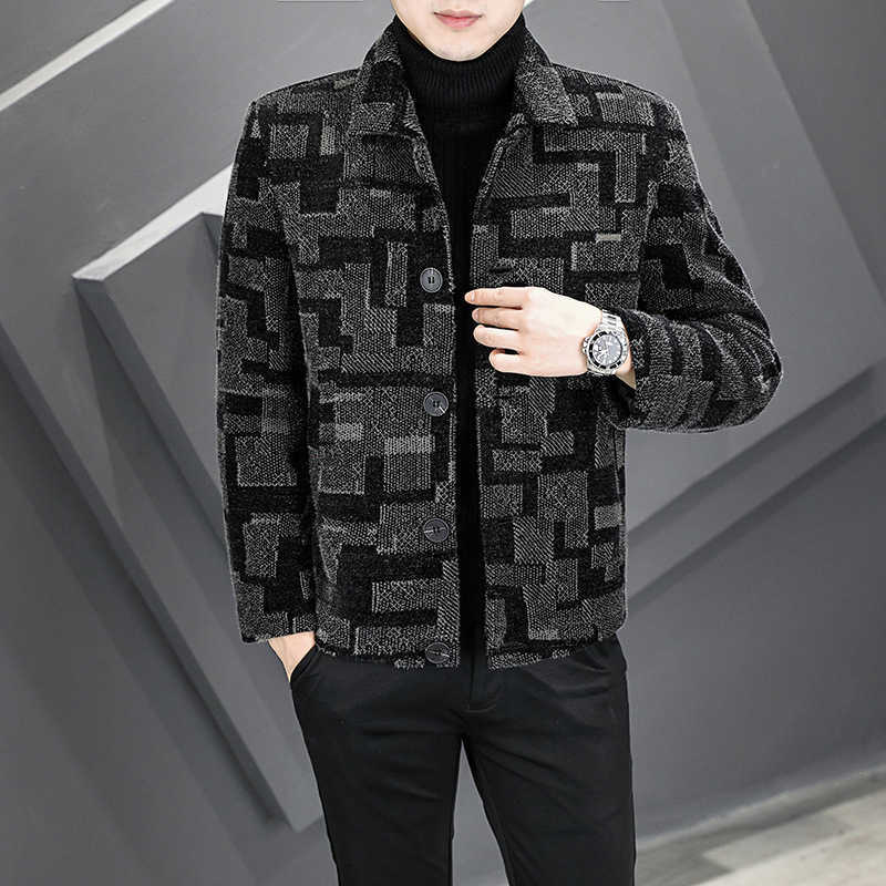 Winter thick warm wool blend jacket mens fashion plain casual jacket ultra-thin lapel street clothing coat social mens clothing 2022 W240925