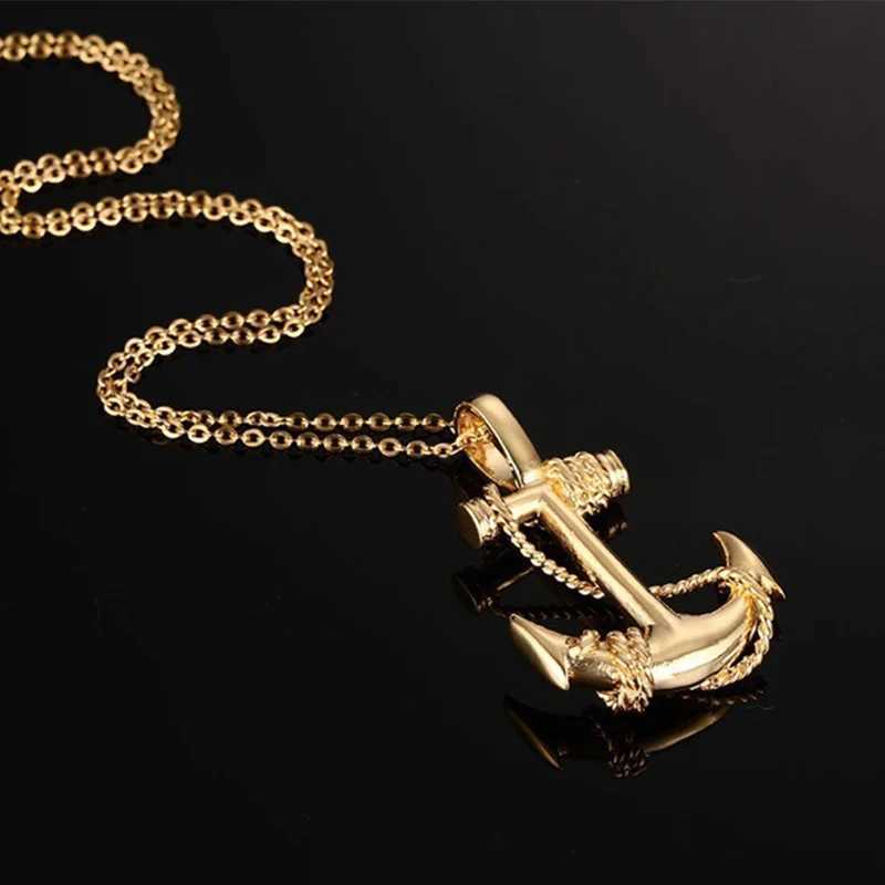 2023 Retro Anchor Cross Jesus Pendant Necklace Gold/Silver Color Classic Chain Necklace For Men Stainless Steel Jewelry GiftsXJ250121