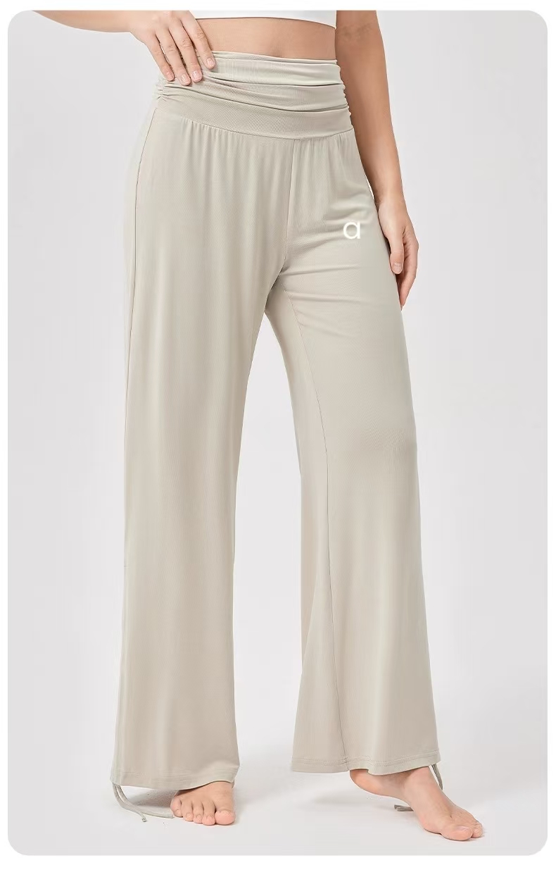 Women Yoga High Waist Loose Wide Leg Pants Soft Breathable Sports Casual Pants Pleated Fitness Dance Pant