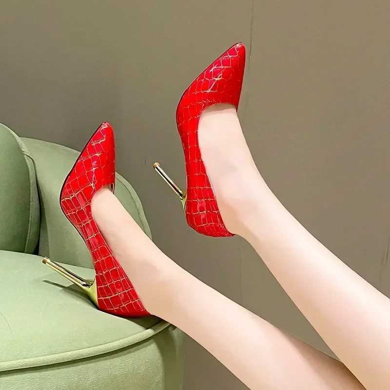 New Wens Patent Leather High New Hot H Pointed Tip Shallow Mouth One Kick Sexy Pumps Wen Shoes Zapatos Mujer 2024 Tenden... Z250121