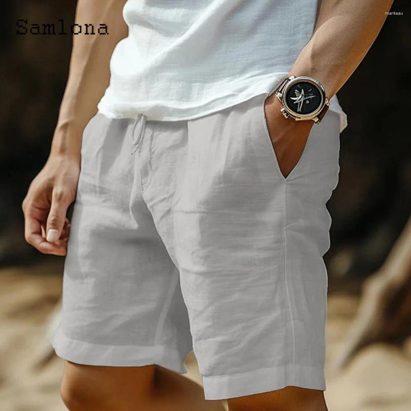 Men's Shorts Plus Size 5xl Mens Casual Cotton White Soft Beach Short Pants Stand Pocket Elastic Waist 2025