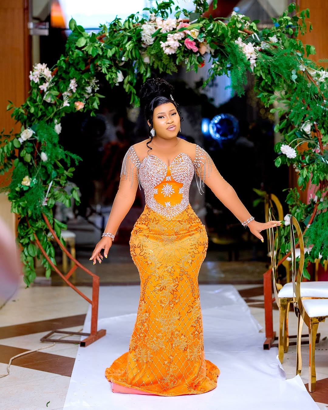 Aso Ebi Orange Mermaid Prom Dresses 2025 Crystals Lace Beaded Evening Formal Party Second Birthday Engagement Gowns Plus Size Dress For Special Ocns