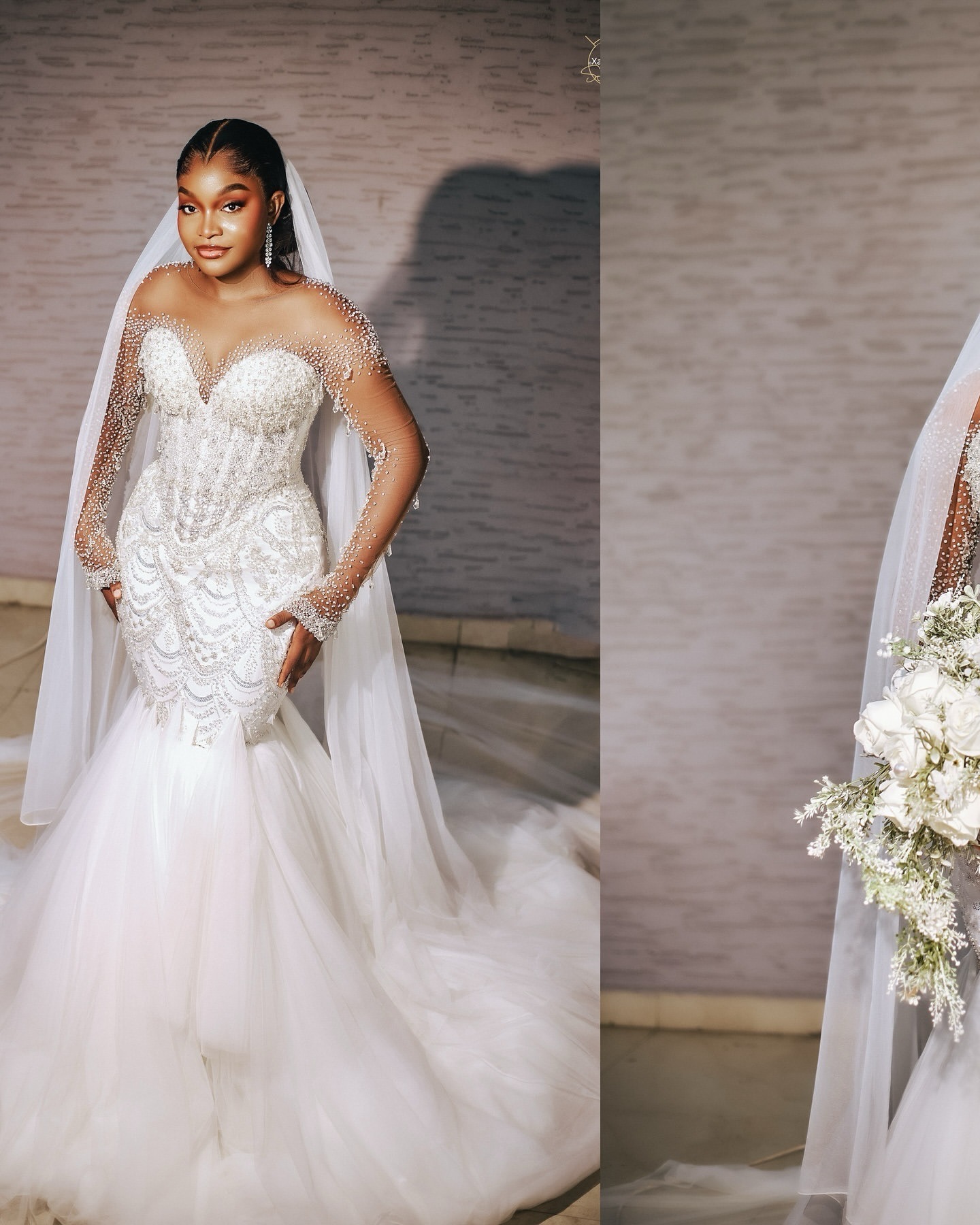 2025 Arabic Aso Ebi Plus Size Ivory Lace Wedding Dresses Crystals Beaded Full Sleeves Sheer Neck Tulle Bridal Gowns Dress For Bride ZJ038