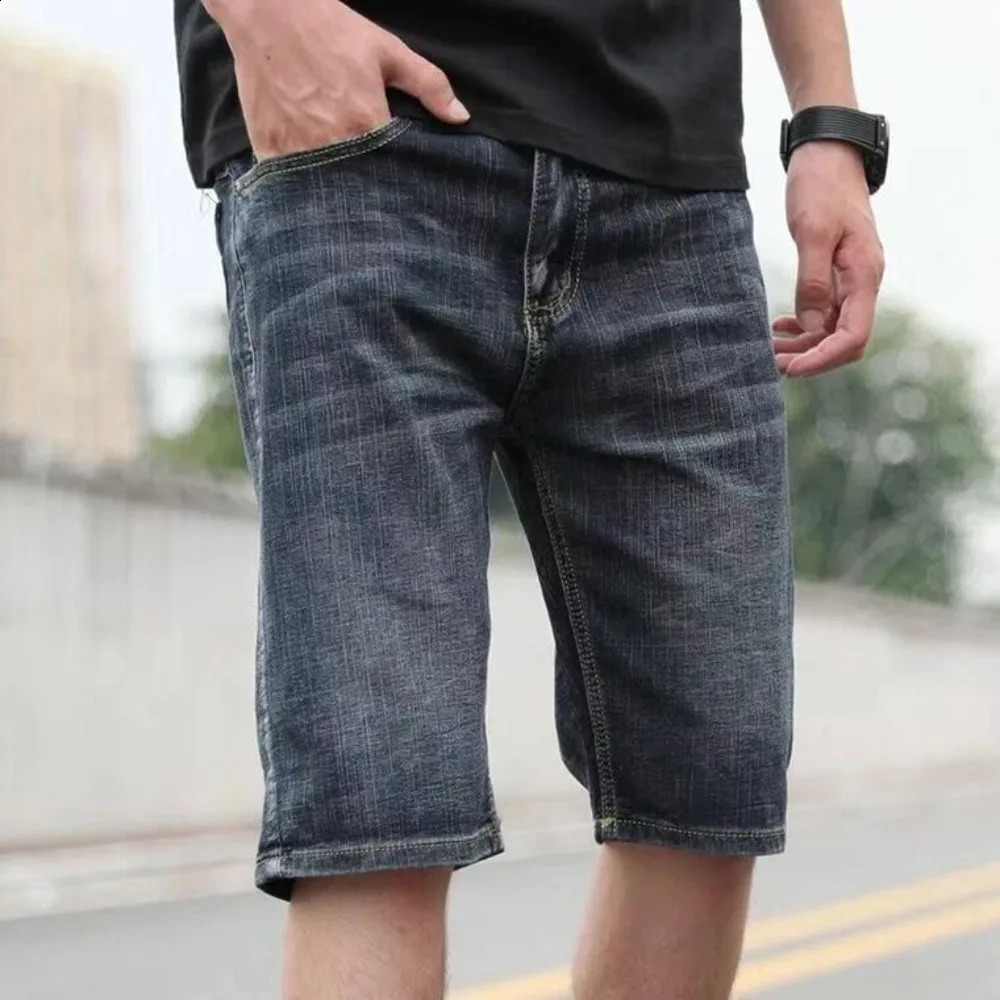 Invisible Open Crotch Outdoor Sex Denim Shorts Mens Summer Casual Five Points Pants Straight Durable Elastic Trousers Breeches 250118